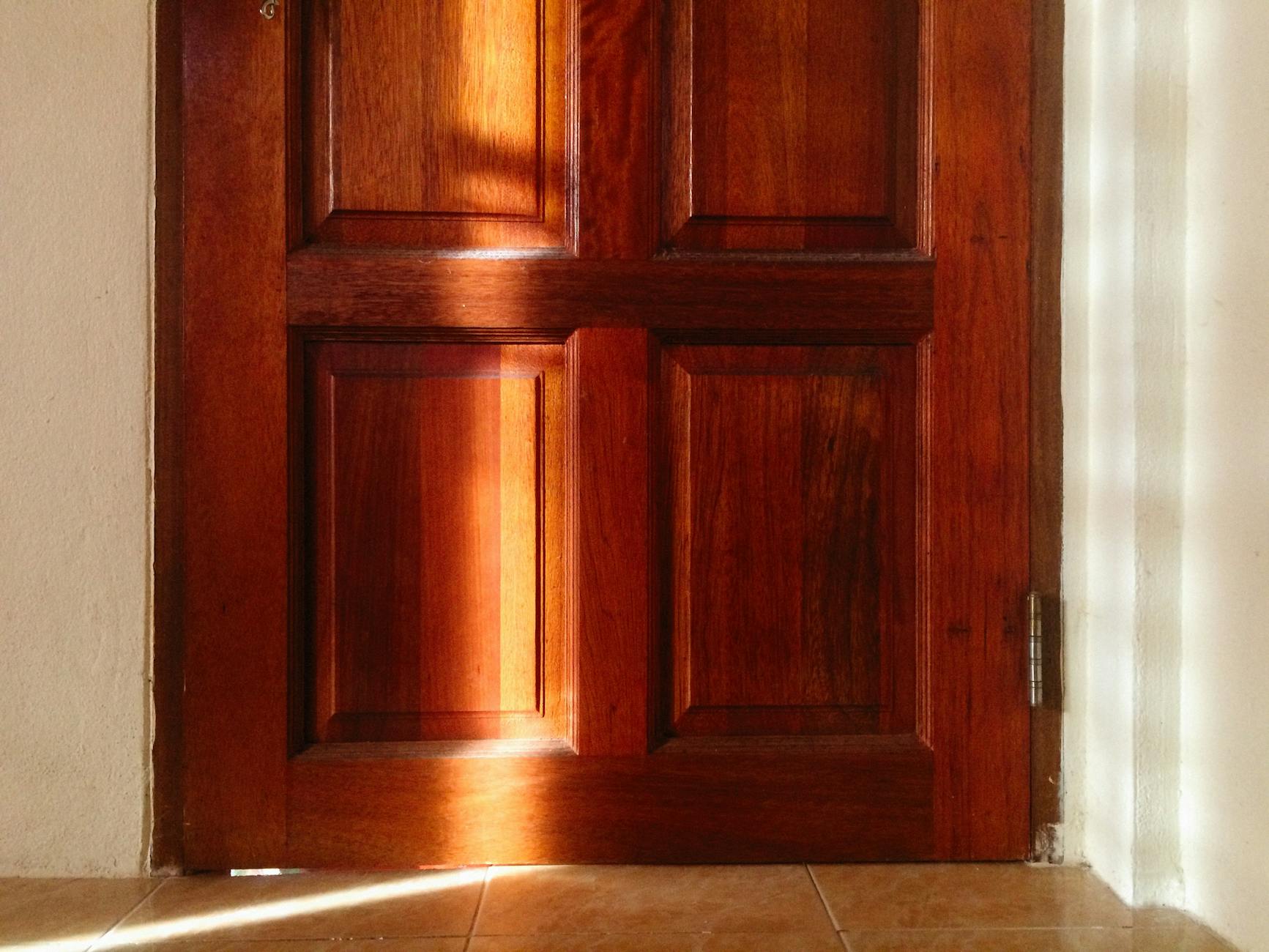 close up shot of brown wooden door