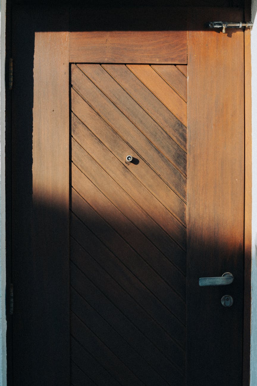 elegant wooden door with diagonal design
